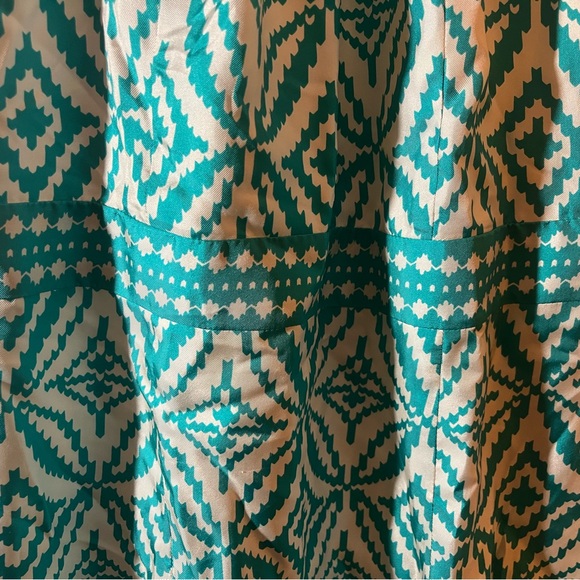 Milly Of New York Silk Dress Backless Chain Halter Sz 10 In Aqua Teal White - Picture 3 of 12